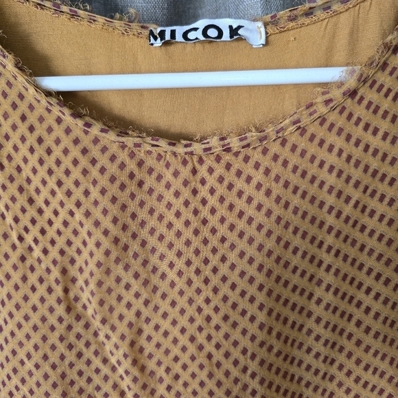 Mico K Italian Silk Tiered Midi Dress Long Sleeve Size M Linned Diamond Print - Picture 4 of 5